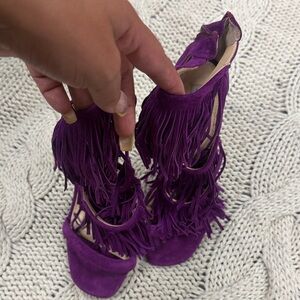 Steve Madden Purple Fringe Suede High-Heel Sandals